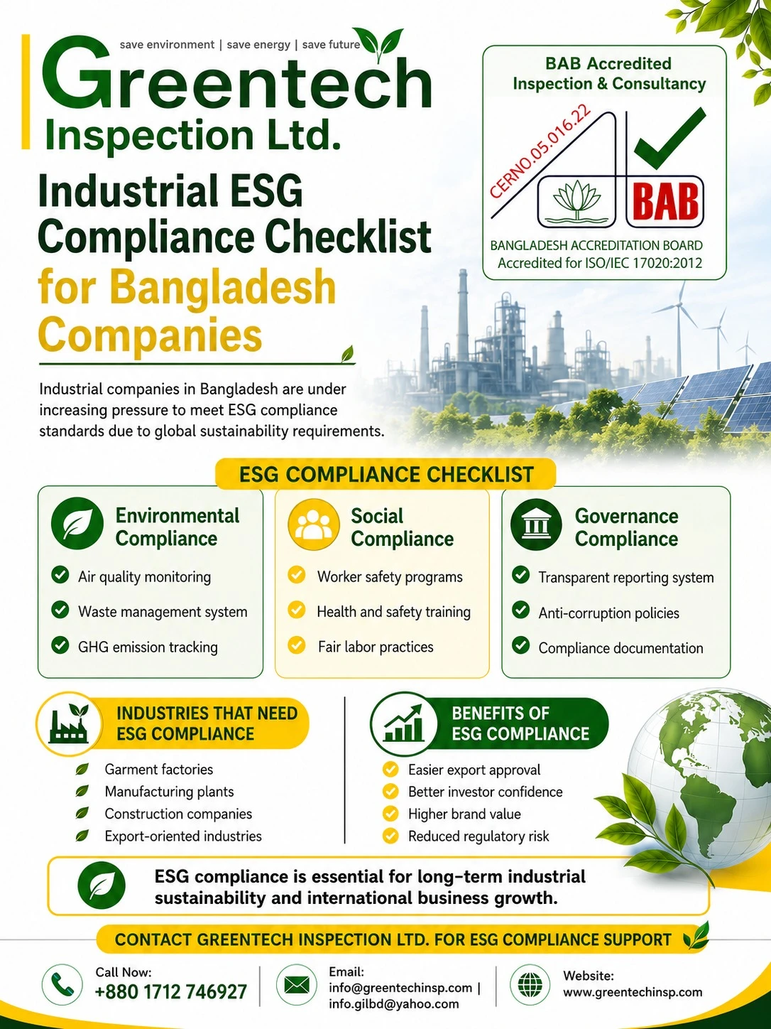 Industrial ESG Compliance Checklist for Bangladesh Companies