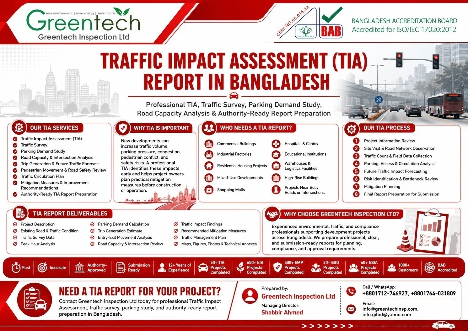 Traffic Impact Assessment Bangladesh, TIA Report Bangladesh, RAJUK TIA Report, Traffic Survey Bangladesh, Parking Demand Study Dhaka