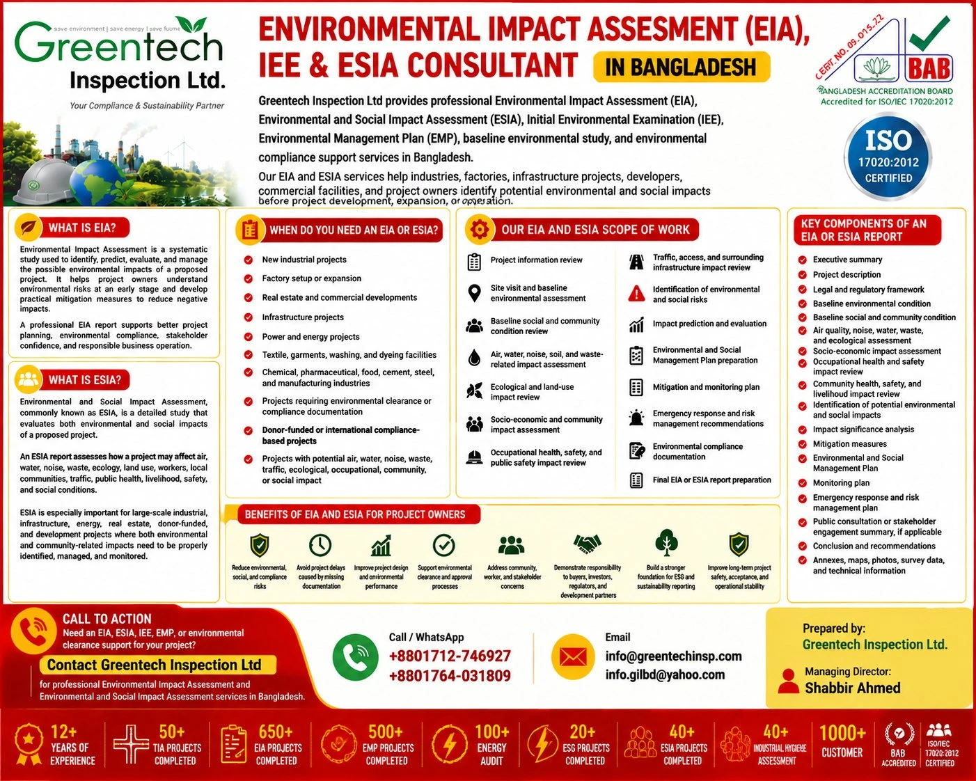 Environmental Impact Assessment (EIA), IEE & ESIA Consultant in Bangladesh