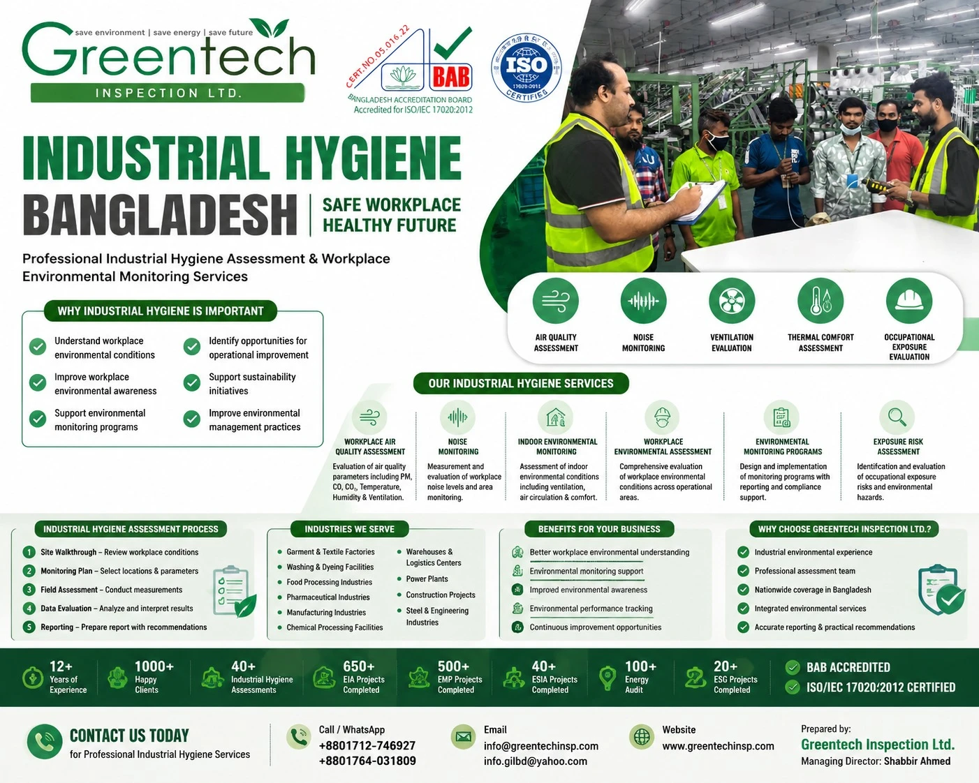 Industrial Hygiene Bangladesh | Workplace Environmental Monitoring & Exposure Assessment Services