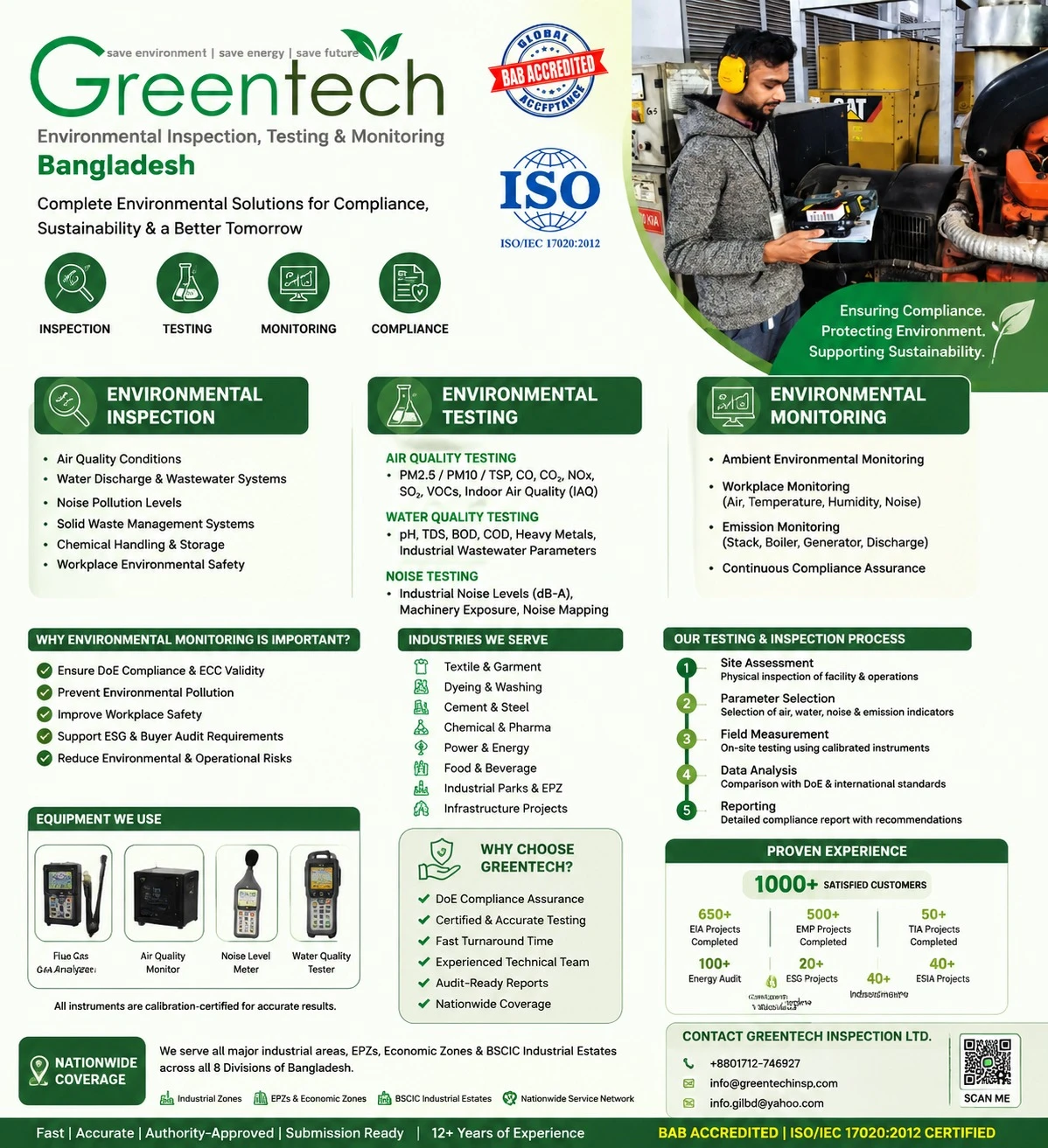 Environmental Inspection, Testing & Monitoring in Bangladesh.