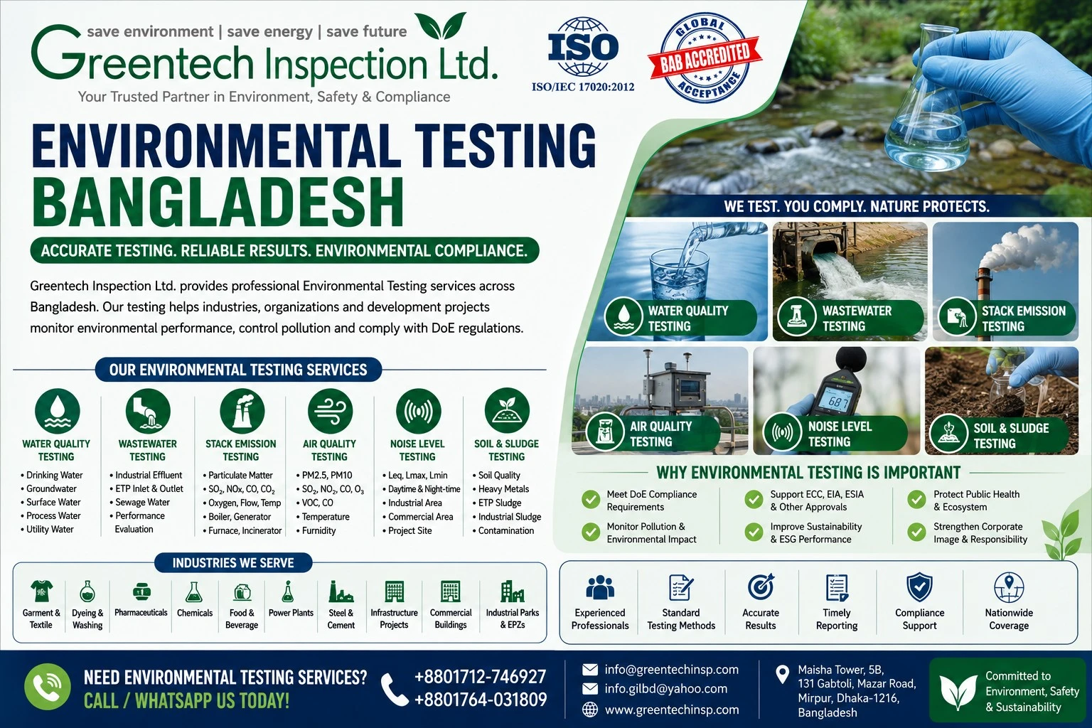 Environmental Testing Bangladesh |Air, Noise, Soil & Stack Emission Testing