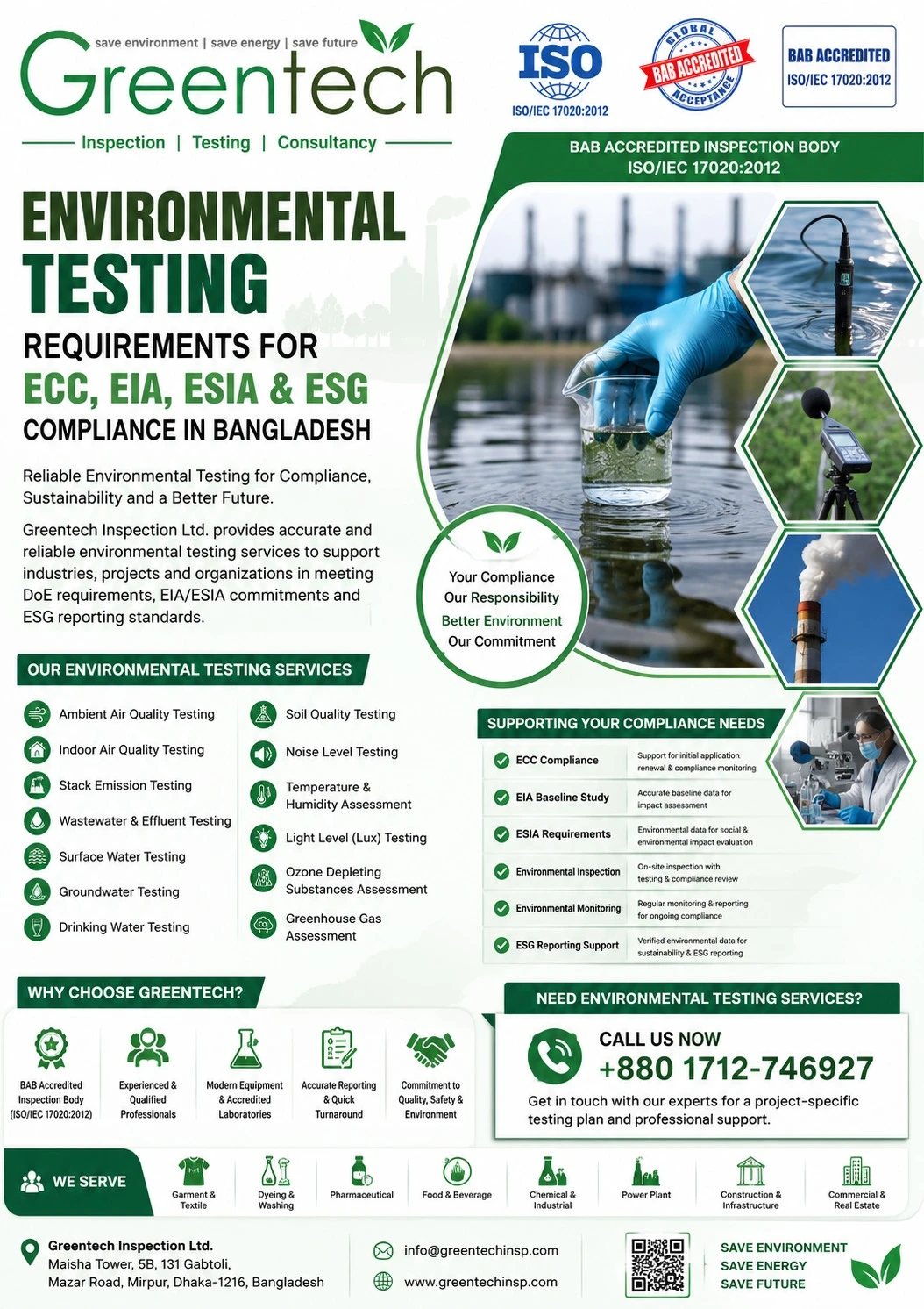Environmental Testing Requirements for ECC, EIA, ESIA & ESG in Bangladesh