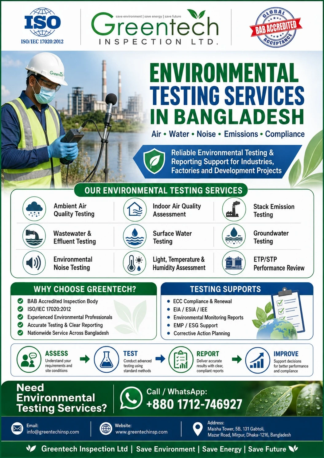 Environmental Testing Services in Bangladesh: Air, Water, Noise, Stack Emission and Compliance Testing
