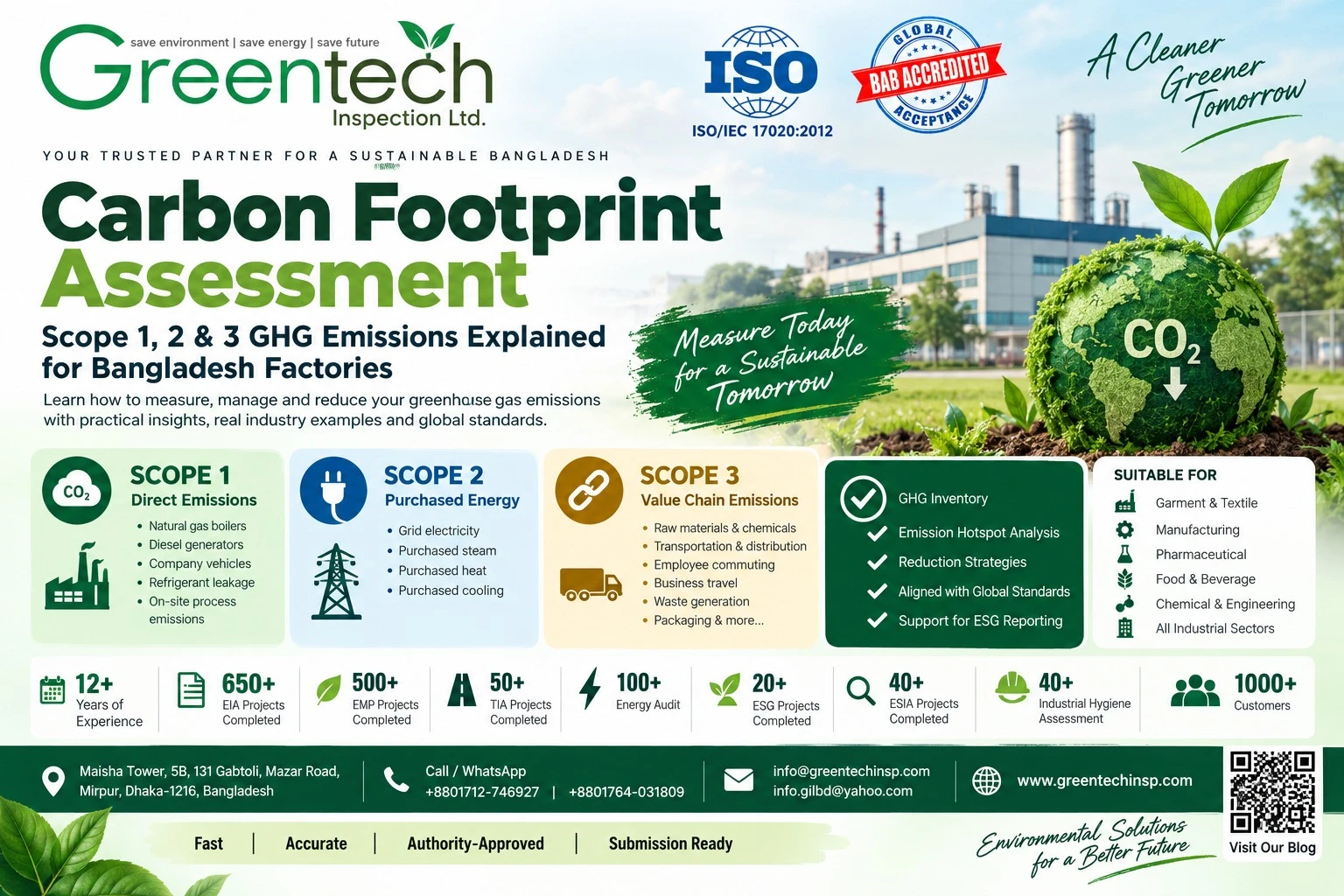 Carbon Footprint Assessment | GHG Inventory | Scope 1, 2 & 3 Assessment | ESG & Sustainability Consultancy | Bangladesh