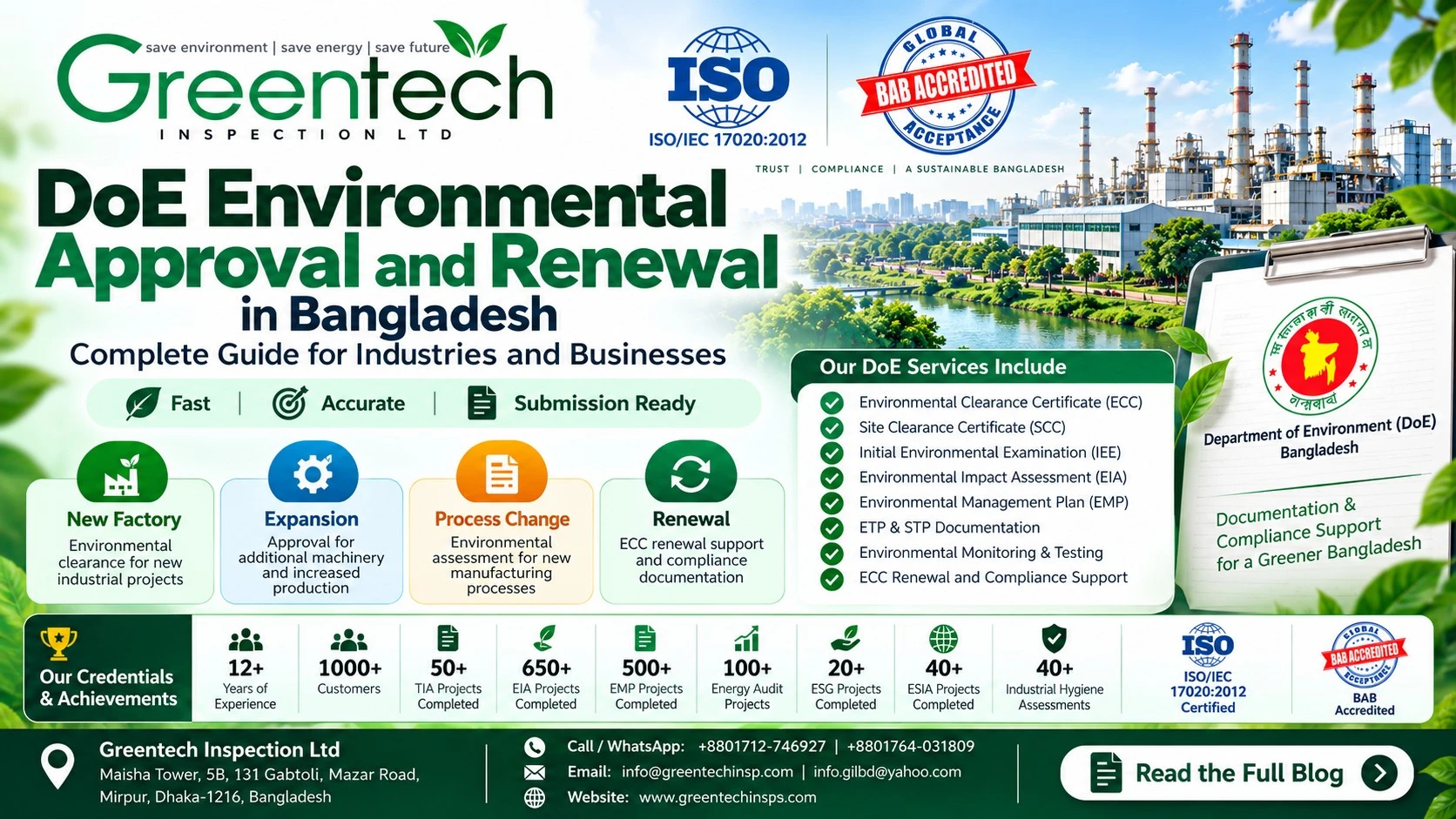 DoE Environmental Approval & ECC Renewal Bangladesh.